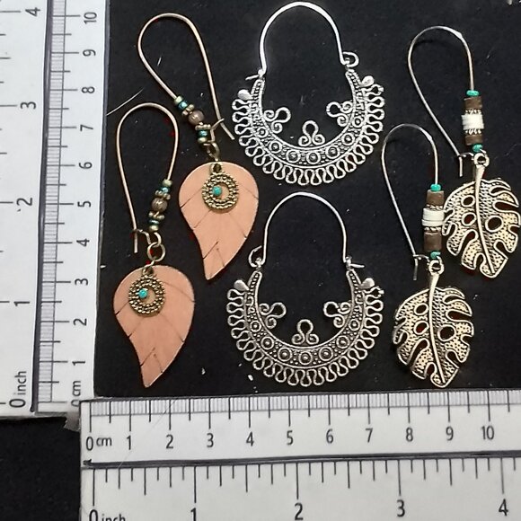 SALE! 3 STYLES! BOHO EARRINGS Silvery, Wood, Blues BLUE BUNNY'S BOHO BAUBLES - Picture 8 of 10